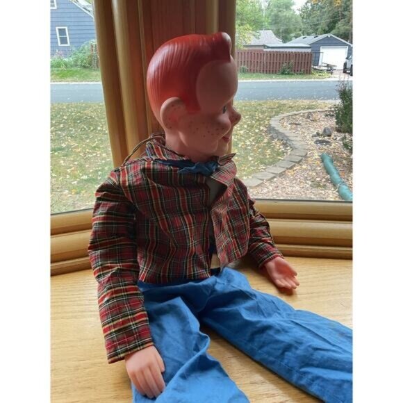 Vintage Howdy Doody Ventriloquist Doll With Blue Pants & Plaid Shirt - Picture 4 of 8